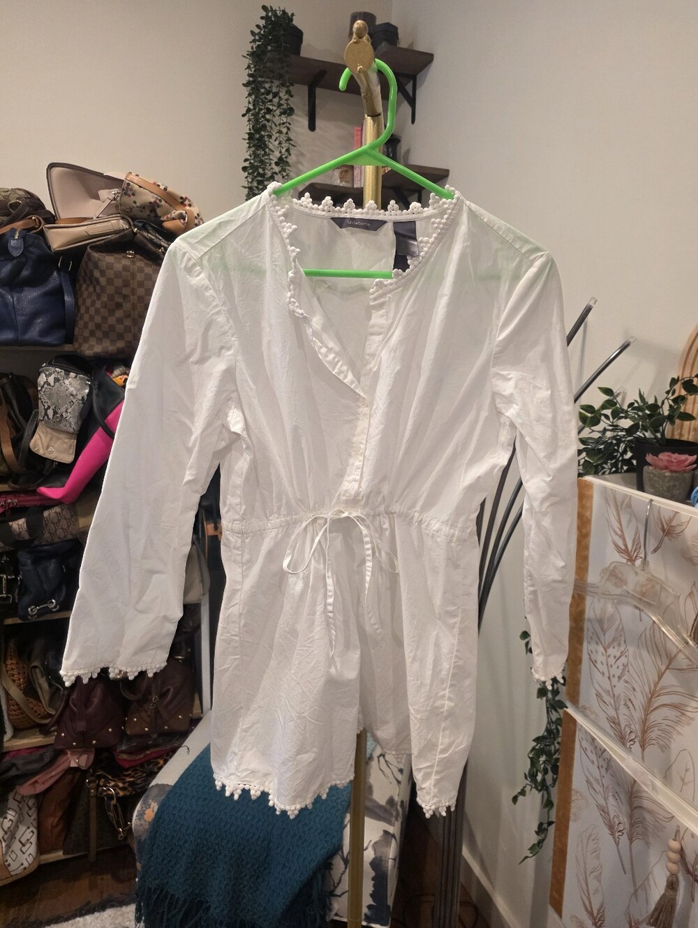 Vintage Liz Claiborne White Crochet-Trim Tunic